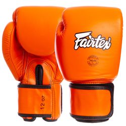 Перчатки боксерские кожаные на липучке FAIRTEX (BGV16, Оранжевый)