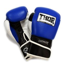 Боксерські рукавиці THOR ULTIMATE із натуральної шкіри (551-03Leather-B-B-W, Чорно-біло-синій)