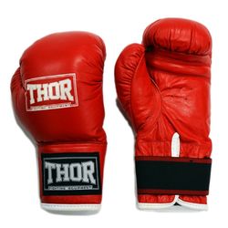 Боксерские перчатки THOR JUNIOR из натуральной кожи (513Leather-RED, Красный)