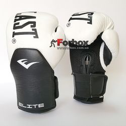 Боксерские кожаные перчатки EVERLAST из натуральной кожи  (MA-6757-W, бело-черные)