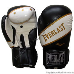 Рукавиці боксерські Everlast Super із шкірозамінника PU (BO-0221, чорно-білі)