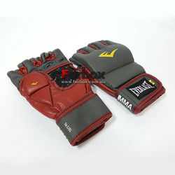 Перчатки для ММА смешанных видов единоборств Everlast Leather Grappling gloves (7672RG, серо-красные)