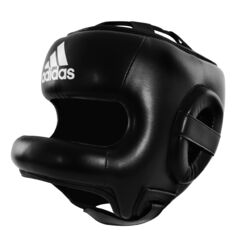 Шолом боксерський Adidas Full Protection з бампером із нат. шкіри (ADIBHGF01, чорний)